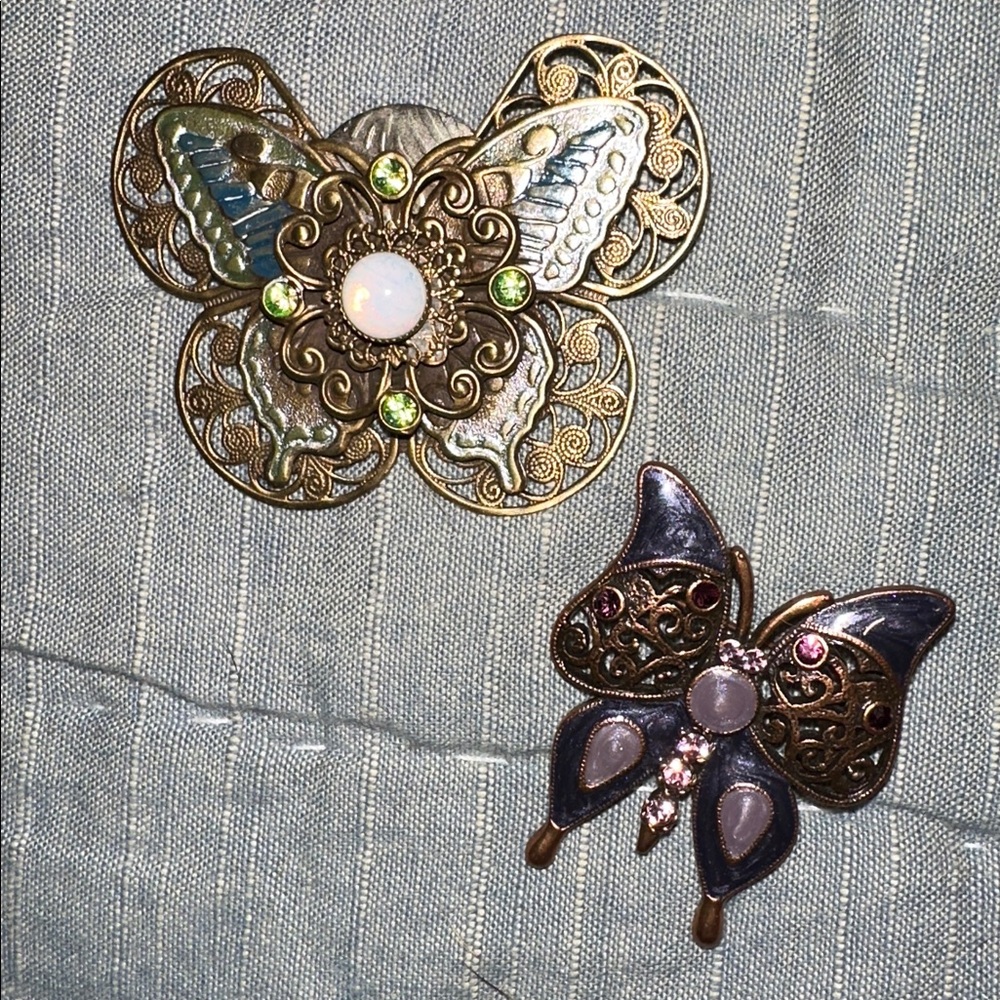 Butterfly brooches - pair